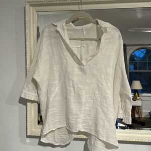 Linen open back shirt
